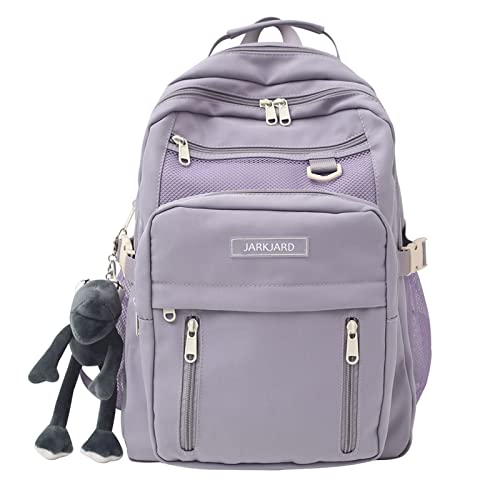 JARKJARD Cute Aesthetic Backpack Kawaii Backpack for School with Cute Pendant Casual Daypack Middle Student Travel College Bookbag for Girls Large Capacity(Purple) - Image 1