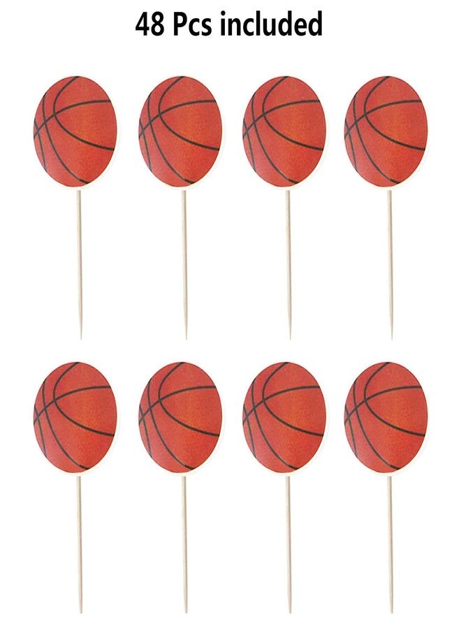 FUNWING 48Pcs Basketball Cupcake Cake Toppers Party Supplies Dessert Muffin Cake Decorations for Basketball Themed Party, Baby Shower or Happy Birthday Party Decoration - Image 3