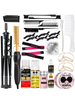 Goiple Wig Head Stand Tripod Metal Adjustable Mannequin Head Stand Upgrade Foldable Wig Stand For Cosmetology Hairdressing Training With Wig Caps Tpins Comb Hair Clip Carrying Bag Hot Comb Set  - Image 2