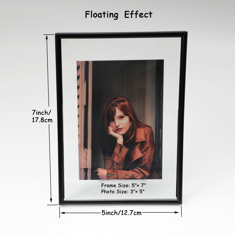 أهاجو Ahago Black Floating Frame (5 "" X7 "2 Set) مع قلب رومانسي للصورة 4x6 3x5 2x3 Modern Minimalist Style Gift For Festival Home أو Wedding - Image 2