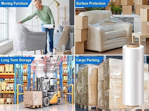 Amit Marketing Packing Cling Film I Multipurpose Compostable Transparent Wrap Roll I 70 Micron, 12 Inch (300 mm) I for Packaging & Safety Needs Gift Bakery Items Bouquet DIY Craft I 300 MTR - 4 Pcs - Image 4