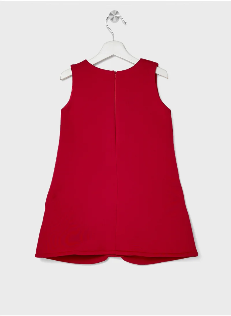 Little Golden Apple Little Cut Sleeves With Bow Design Dress