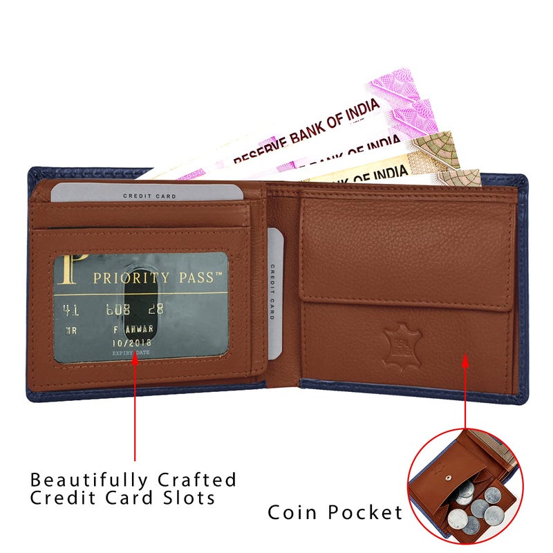 Rigohill Madrid Navy/Mud RFID Blocking Leather Wallet for Men | Wallets Men Leather - Image 3