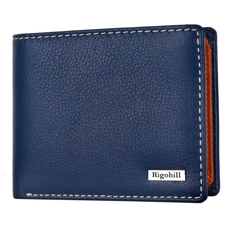 Rigohill Madrid Navy/Mud RFID Blocking Leather Wallet for Men | Wallets Men Leather - Image 1