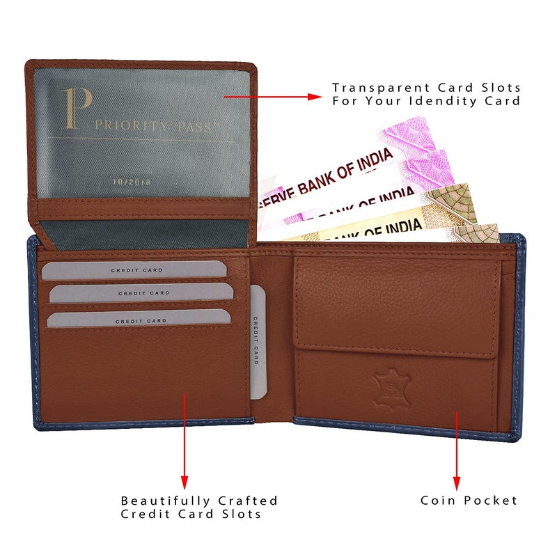 Rigohill Madrid Navy/Mud RFID Blocking Leather Wallet for Men | Wallets Men Leather - Image 4