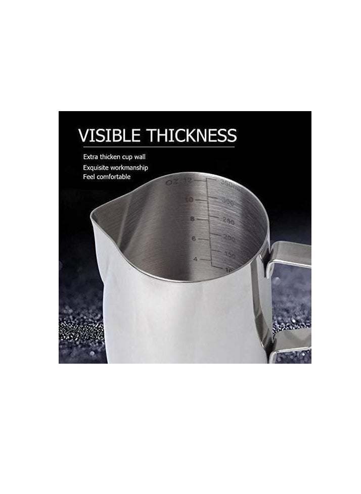 Generic Stainless Steel Milk Frothing Pitcher Espresso Coffee Barista Craft Latte Cappuccino Milk Cream Cup Frothing Jug Pitcher (350ml)  - Image 2