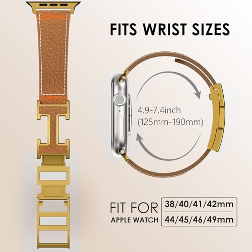 CHANCHY Leather Magnetic Watch Band Compatible with Apple Watch Bands 40mm 38mm 41mm 42mm 44mm 45mm 46mm, Top Grain Leather Dressy Band for Women Men iWatch Ultra SE3 Series 11/10/9/8/7/6/5/4/3/2/1 - Image 5