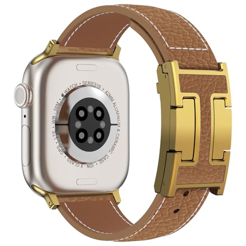 CHANCHY Leather Magnetic Watch Band Compatible with Apple Watch Bands 40mm 38mm 41mm 42mm 44mm 45mm 46mm, Top Grain Leather Dressy Band for Women Men iWatch Ultra SE3 Series 11/10/9/8/7/6/5/4/3/2/1 - Image 1