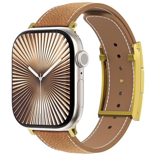 CHANCHY Leather Magnetic Watch Band Compatible with Apple Watch Bands 40mm 38mm 41mm 42mm 44mm 45mm 46mm, Top Grain Leather Dressy Band for Women Men iWatch Ultra SE3 Series 11/10/9/8/7/6/5/4/3/2/1 - Image 2