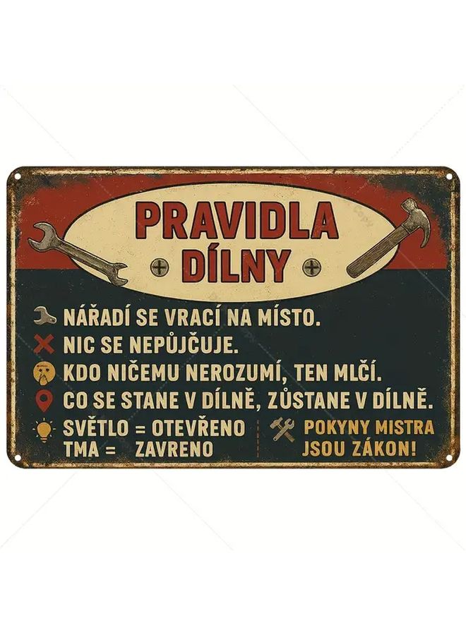 Vintage Czech Slogan Metal Wall Art Sign 8x12 Inch Aluminum Signboard Retro Humorous Phrases - Image 1