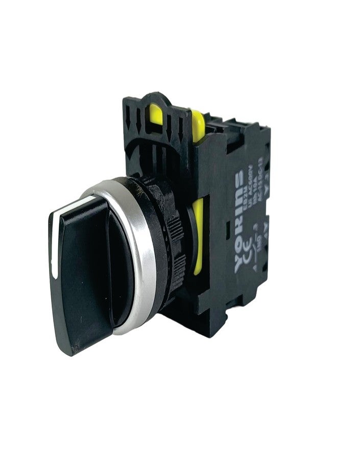 Yokins مفتاح YOKINS زر ضغط مستمر، وضع ثلاثي الاتجاهات، EB2M-A-20XS، 22 مم لون أسود مع عودة زنبركية مع 2NO (موصلات نحاسية وفضية) - Image 1
