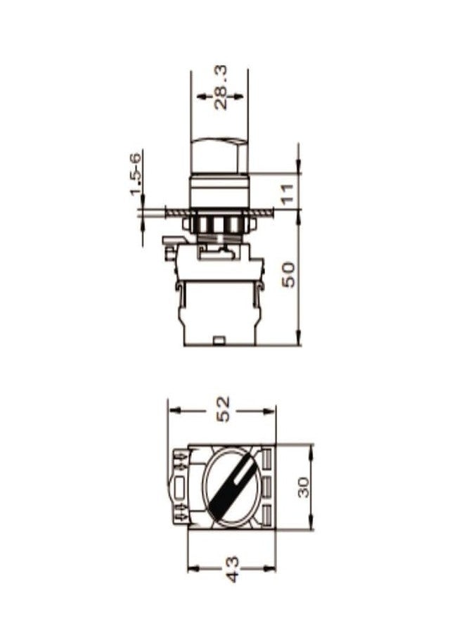 Yokins مفتاح YOKINS زر ضغط مستمر، وضع ثلاثي الاتجاهات، EB2M-A-20XS، 22 مم لون أسود مع عودة زنبركية مع 2NO (موصلات نحاسية وفضية) - Image 4
