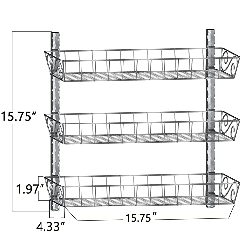 SWOMMOLY Adjustable Wall Mount Spice Rack, 3-Tier Dual-use (Multi-use) Organizer, Silver - Image 3