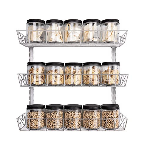SWOMMOLY Adjustable Wall Mount Spice Rack, 3-Tier Dual-use (Multi-use) Organizer, Silver - Image 5