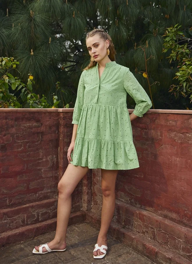 SASSAFRAS Embroidered A-Line Dress for Women