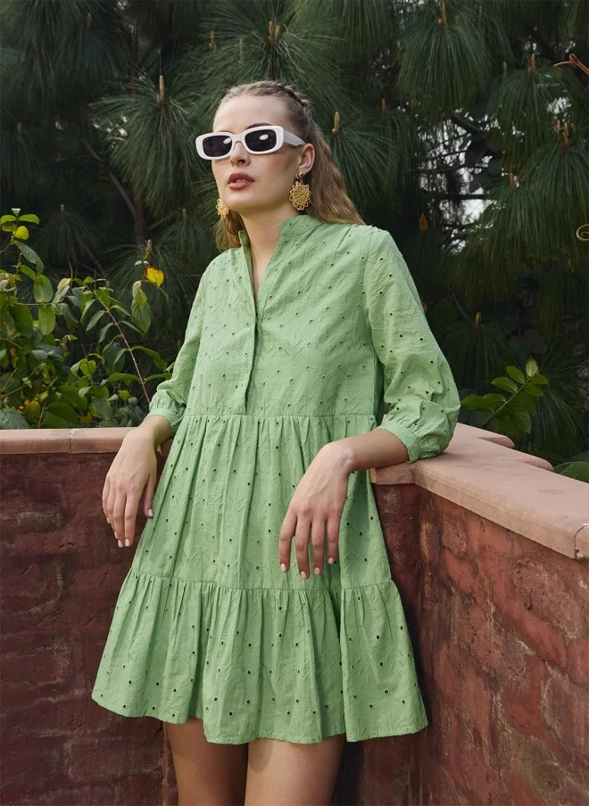 SASSAFRAS Embroidered A-Line Dress for Women