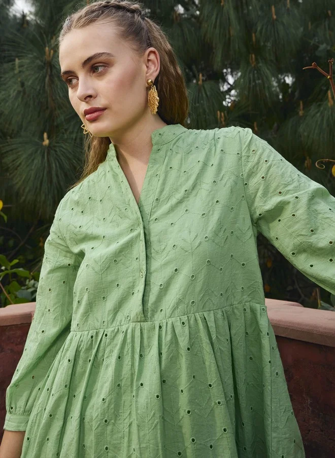 SASSAFRAS Embroidered A-Line Dress for Women