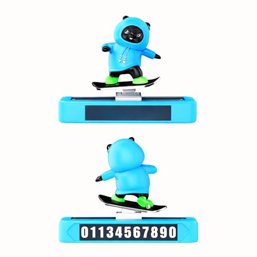 YOURKARTS.COM Panda Skateboard Dashboard Toy Sliding Action Figurine with Rewritable Number Plate | Cool Dashboard or Desk Decor Gift for Kids & Adults | Trending Accessories 2025 - Image 1