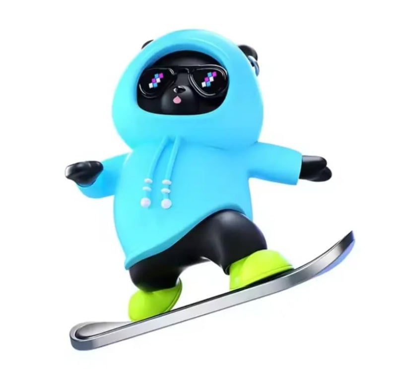 YOURKARTS.COM Panda Skateboard Dashboard Toy Sliding Action Figurine with Rewritable Number Plate | Cool Dashboard or Desk Decor Gift for Kids & Adults | Trending Accessories 2025 - Image 3