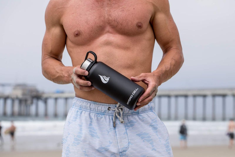 HYDRO CELL Stainless Steel Insulated Water Bottle with Straw - For Cold & Hot Drinks - Metal Vacuum Flask with Screw Cap and Modern Leakproof Sport Thermos for Adults (Black 32oz) - Image 4