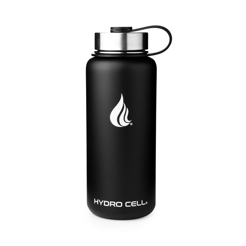 HYDRO CELL Stainless Steel Insulated Water Bottle with Straw - For Cold & Hot Drinks - Metal Vacuum Flask with Screw Cap and Modern Leakproof Sport Thermos for Adults (Black 32oz) - Image 2