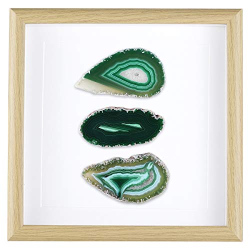 Rockcloud 8.8 inches Framed Agate Slice/Natural Agate Geode Gemstone Wall Decor Living Room Dorm Wedding Wall Art Table Top Display Home Decoration, Green - Image 1