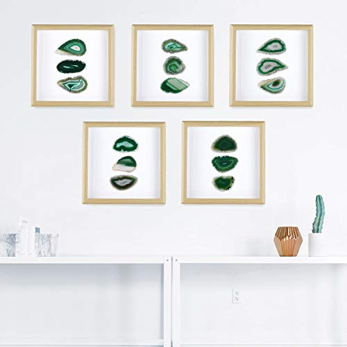Rockcloud 8.8 inches Framed Agate Slice/Natural Agate Geode Gemstone Wall Decor Living Room Dorm Wedding Wall Art Table Top Display Home Decoration, Green - Image 2