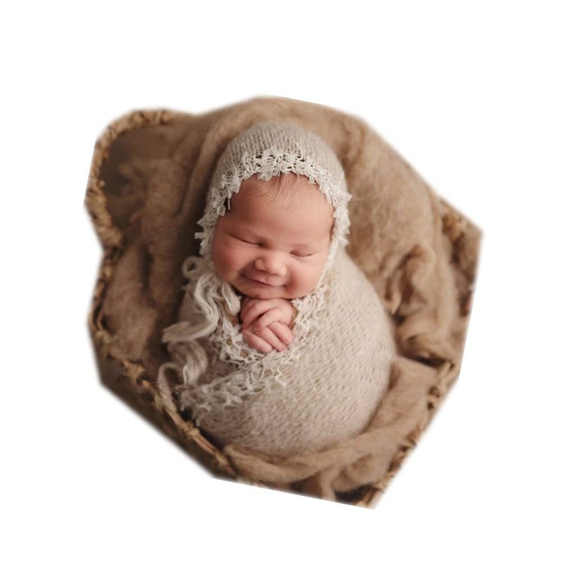 Vemonllas Vemonllas Newborn Baby Photography Props Outfits Hat Long Ripple Wrap Set for Boys Girls Photography Brown