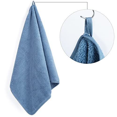POLYTE Quick Dry Lint Free Microfiber Hand Towel, 16 x 30 in, Set of 4 (Blue) - Image 5