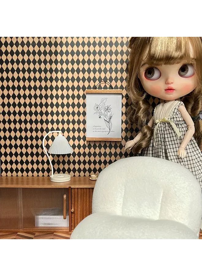 Miniature Dollhouse Wallpaper Vintage Blue Flowers 2pcs Self-Adhesive 1 6 1 12 Scale Cute Gift - Image 5