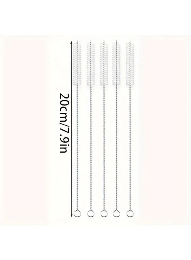 5 قطع فرشاة تنظيف الأنابيب الطويلة جدًا مقاس 7.87 بوصة بشعيرات ناعمة لأدوات تنظيف الزجاجات والقش - Image 1