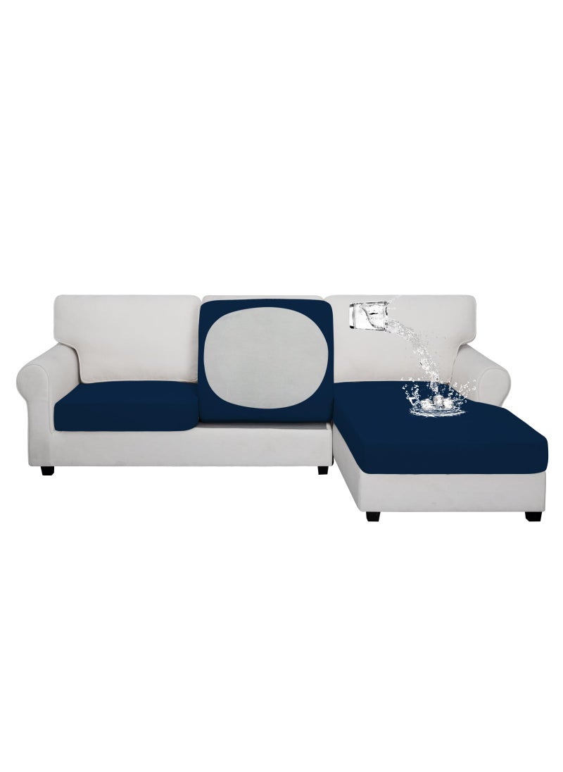 Easy-Going Easy-Going 100% Waterproof 3 Pieces Couch Cushion Covers for Sectional Sofa Left/Right L Shape Chaise Lounge Sofa Seat slipcover Anti-Slip Sofa Cover (2 Seater + 1 Chaise  Navy  - Image 1