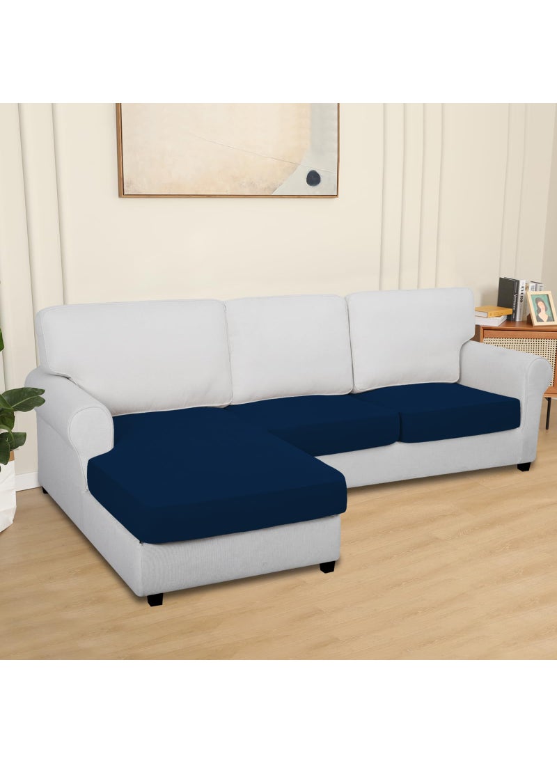 Easy-Going Easy-Going 100% Waterproof 3 Pieces Couch Cushion Covers for Sectional Sofa Left/Right L Shape Chaise Lounge Sofa Seat slipcover Anti-Slip Sofa Cover (2 Seater + 1 Chaise  Navy  - Image 2