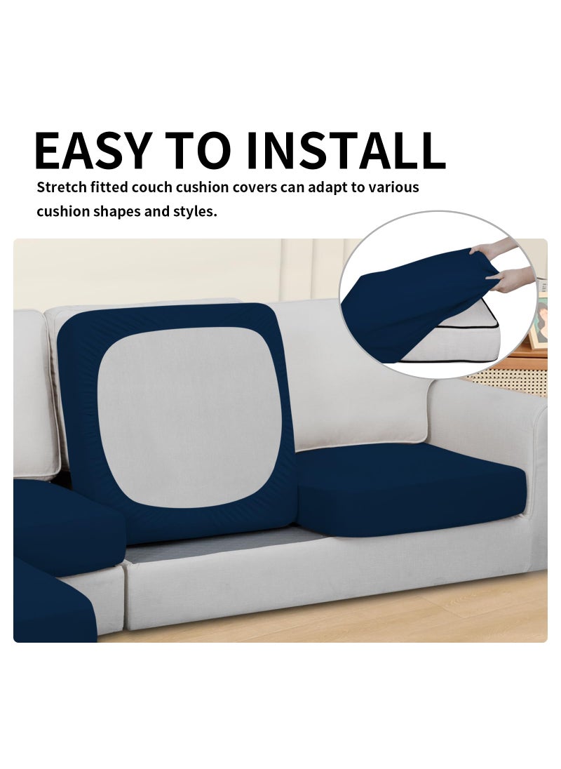 Easy-Going Easy-Going 100% Waterproof 3 Pieces Couch Cushion Covers for Sectional Sofa Left/Right L Shape Chaise Lounge Sofa Seat slipcover Anti-Slip Sofa Cover (2 Seater + 1 Chaise  Navy  - Image 4