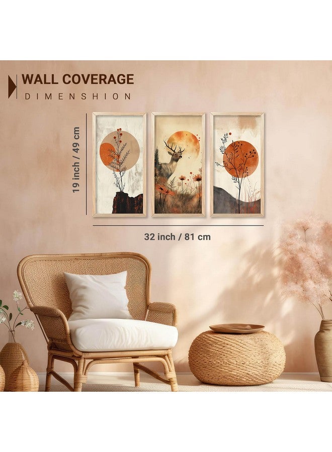 ARAkri Nature Inspired Paintings for Home Decoration | Wall Frames for Living Room| Modern Art Wall Decor Paintings| | Set of 3 (I) - Image 3