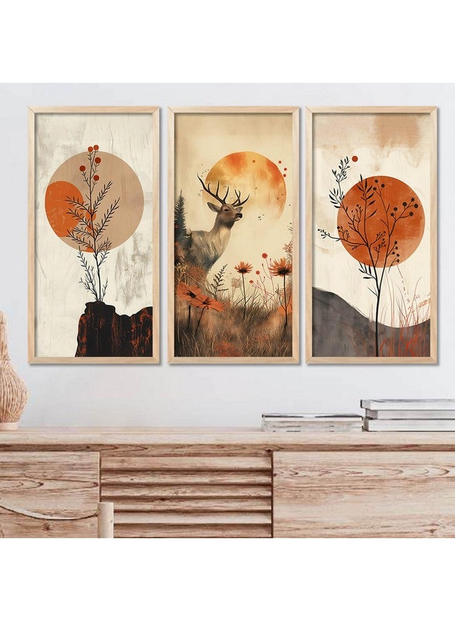 ARAkri Nature Inspired Paintings for Home Decoration | Wall Frames for Living Room| Modern Art Wall Decor Paintings| | Set of 3 (I) - Image 1