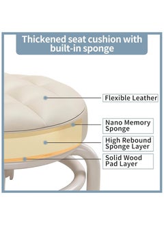 Round Rolling Low Stool- PU Leather Low Stool 360° More Comfortable Swivel with Thickened Sponge Cushion for Nail Salon, Pedicure, SPA and Home (Beige) - pzsku/Z1260B6FA946133F7A8D0Z/45/_/1730544194/03e56f23-a59f-4dfe-a0f6-20580f2bcab7