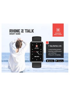 SWISS MILITARY Swiss Military Rhine2 Smart Band 1.57” Display, Bluetooth Calling, Multi Language, Health & Sports Tracking, 7 Days Battery, IP67, iOS/Android Compatible, Black Strap  - Image 2