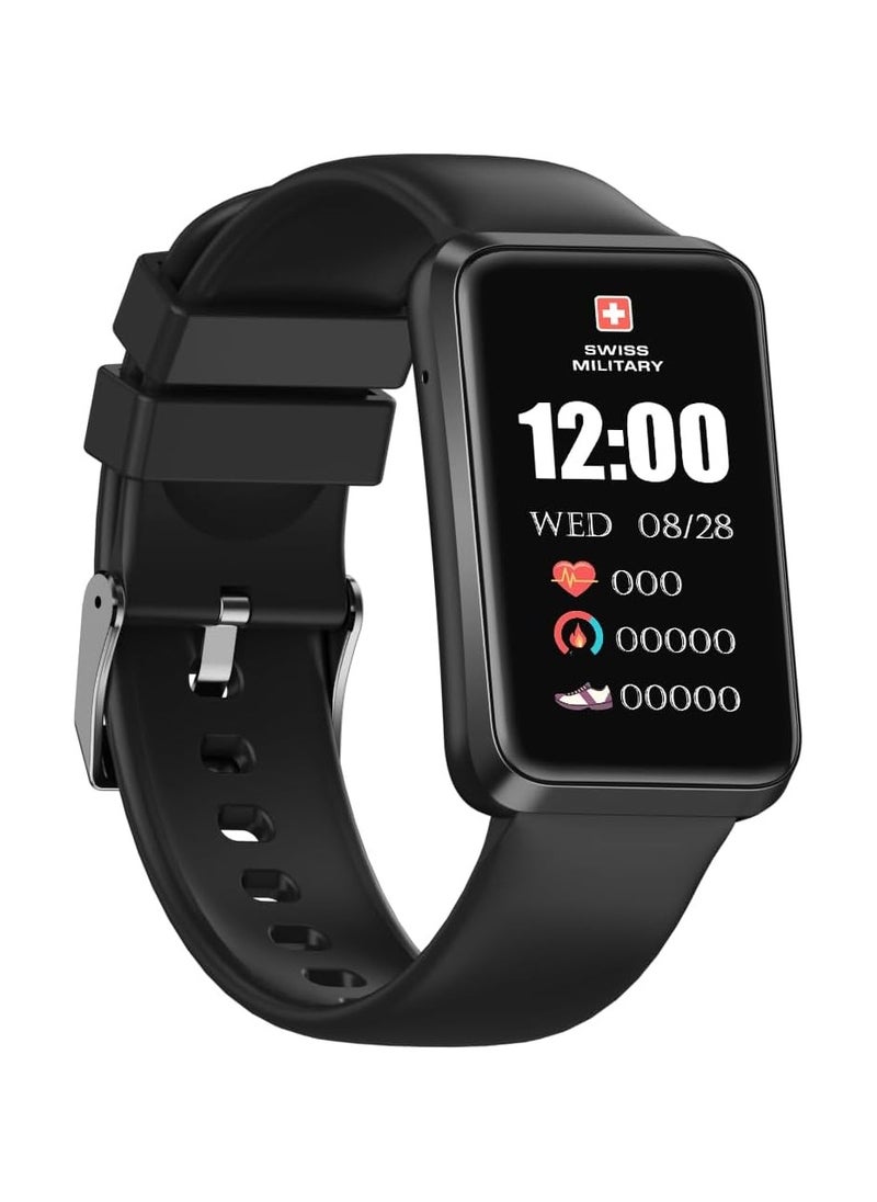SWISS MILITARY - Swiss Military Rhine2 Smart Band 1.57” Display, Bluetooth Calling, Multi Language, Health & Sports Tracking, 7 Days Battery, IP67, iOS/Android Compatible, Black Strap - Image 1