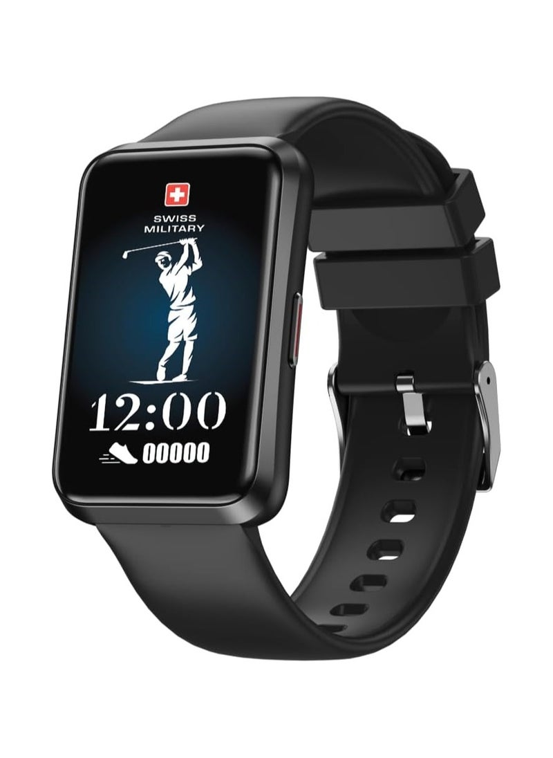 SWISS MILITARY - Swiss Military Rhine2 Smart Band 1.57” Display, Bluetooth Calling, Multi Language, Health & Sports Tracking, 7 Days Battery, IP67, iOS/Android Compatible, Black Strap - Image 1
