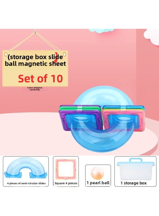 Magnetic Slide Building Blocks Variable Ball Matching Toys Children's Diy Early Education Toys 3-year-old Kindergarten-Color:Slide Magnetic Sheet 10 Piece Set 【storage Box】】 - Image 1