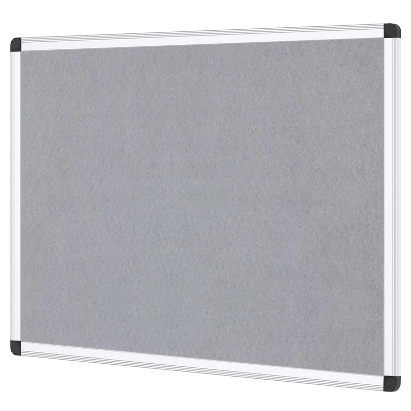 VIZ-PRO Notice Board Felt Gray, 48 X 36 Inches, Silver Aluminium Frame - Image 1