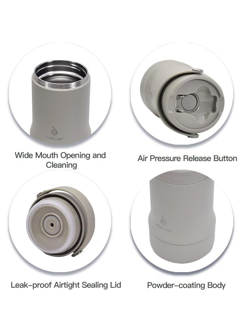 Ideus 20oz/600ml Insulated Food Jar with Foldable Spoon, Brand, For Kids & Adults Thermos for Hot Food, Food Saver Jar & Soup Container to Keep Hot and Fresh (Celadone) - Image 2