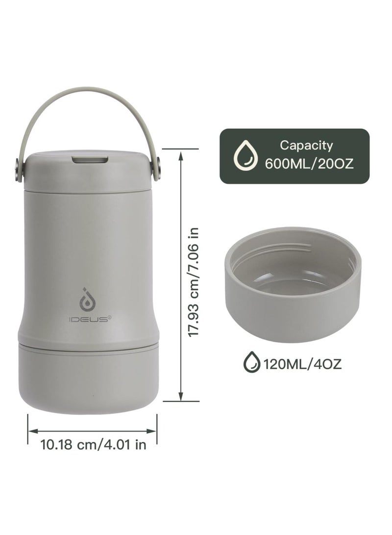 Ideus 20oz/600ml Insulated Food Jar with Foldable Spoon, Brand, For Kids & Adults Thermos for Hot Food, Food Saver Jar & Soup Container to Keep Hot and Fresh (Celadone) - Image 4