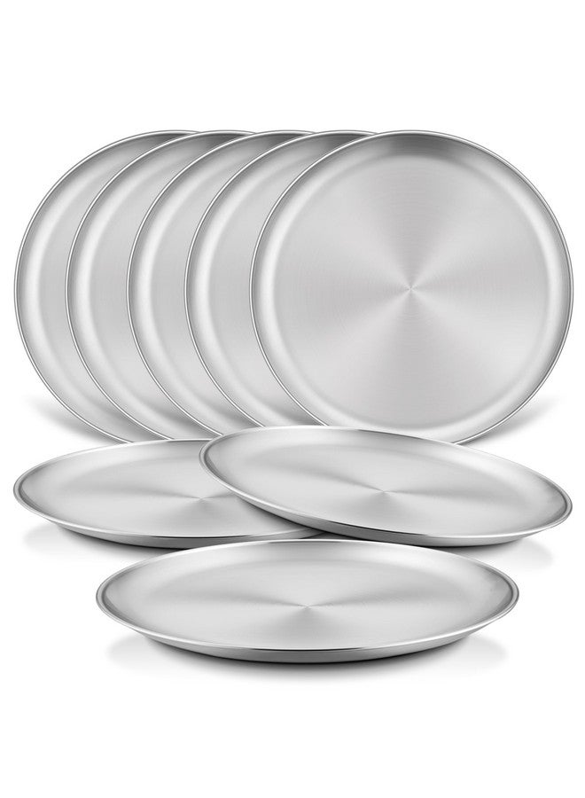 HaWare 8-Piece 18/8 Stainless Steel Kids Plates, 8 Inches Metal Dinner Plates for Toddler Children, Round Serving Plates for Feeding Camping, Non-Toxic Dishes, Shatterproof & Reusable, Dishwasher Safe - Image 1