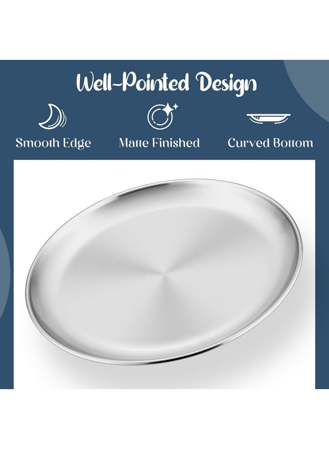 HaWare 8-Piece 18/8 Stainless Steel Kids Plates, 8 Inches Metal Dinner Plates for Toddler Children, Round Serving Plates for Feeding Camping, Non-Toxic Dishes, Shatterproof & Reusable, Dishwasher Safe - Image 3