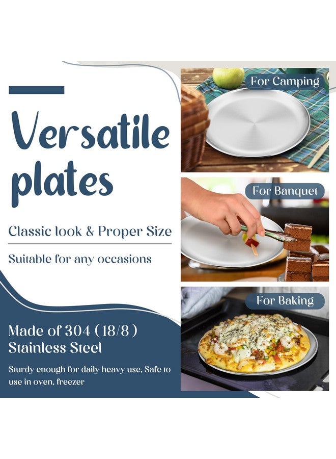 HaWare 8-Piece 18/8 Stainless Steel Kids Plates, 8 Inches Metal Dinner Plates for Toddler Children, Round Serving Plates for Feeding Camping, Non-Toxic Dishes, Shatterproof & Reusable, Dishwasher Safe - Image 4