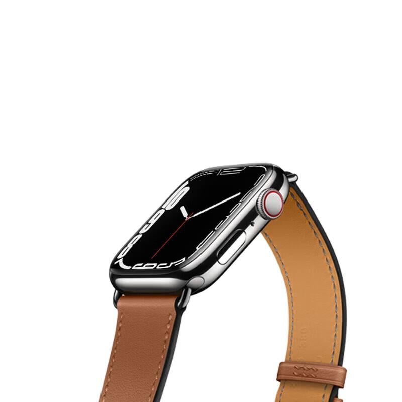 AD Blue Classic Leather Strap Smartwatch Band Compatible with Apple Watch with Adjustable Fit Replacement Strap for Daily Wear - Image 5