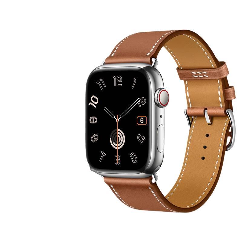 AD Blue Classic Leather Strap Smartwatch Band Compatible with Apple Watch with Adjustable Fit Replacement Strap for Daily Wear - Image 2