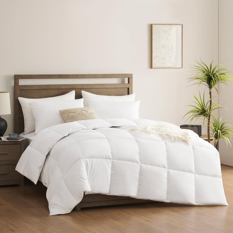 ACCURATEX Queen Duvet Insert Comforter,100% Cotton 400GSM Thick Fluffy Down Alternative Comforter,Breathable Soft White Hotel Bed Duvet Insert with Corner Tabs(90''x90'') - Image 1